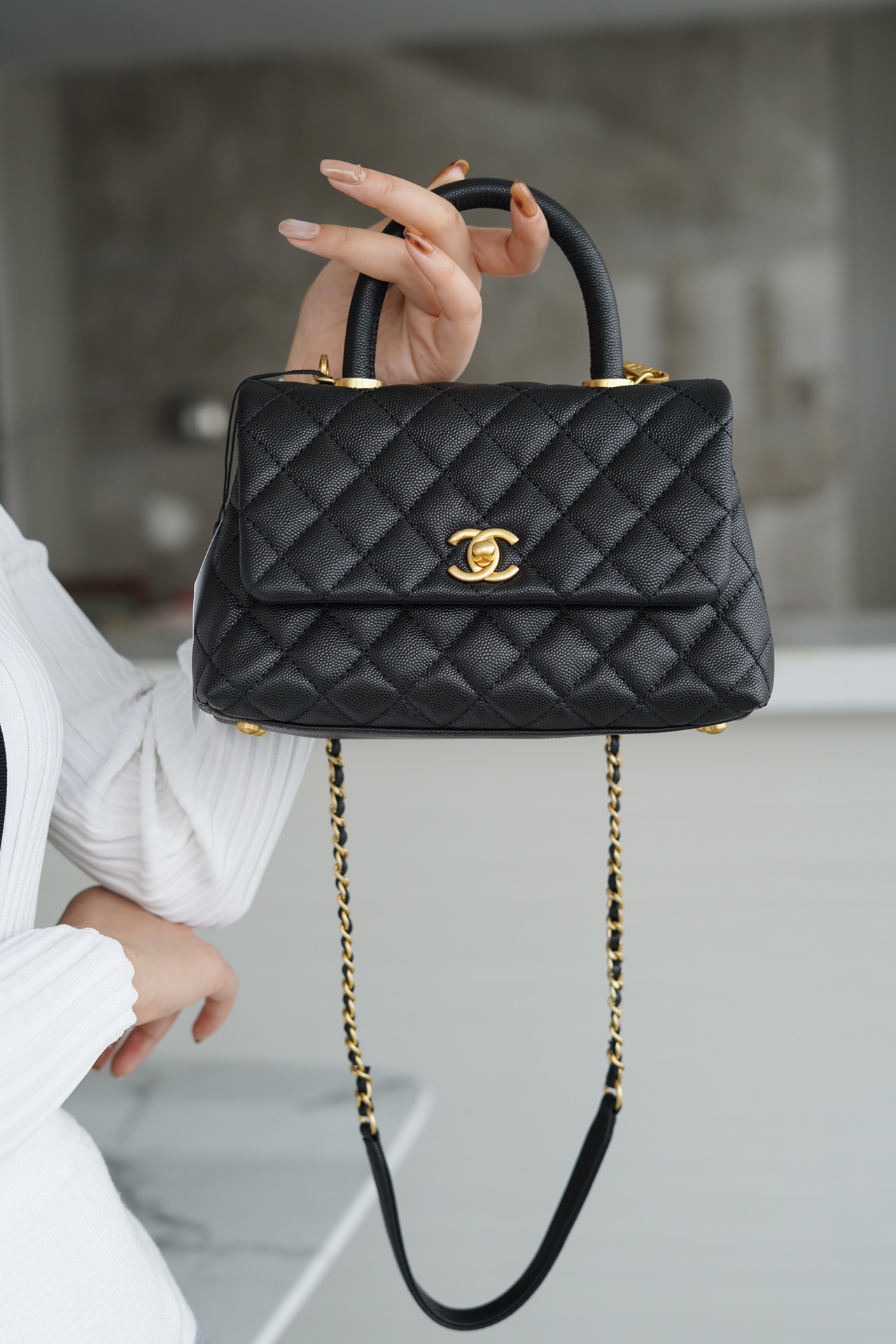 Chanel Coco Handle Small Bag, Black Calfskin  