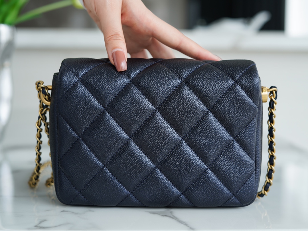 Chanel 21/22 Bullet Shell Square Flap Bag, Pearlescent Black Blue  