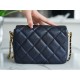 Chanel 21/22 Bullet Shell Square Flap Bag, Pearlescent Black Blue  