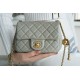 Chanel 22C Metallic Ball Square Flap Bag, Gray Green, Gold Ball  