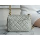 Chanel 22C Metallic Ball Square Flap Bag, Gray Green, Gold Ball  