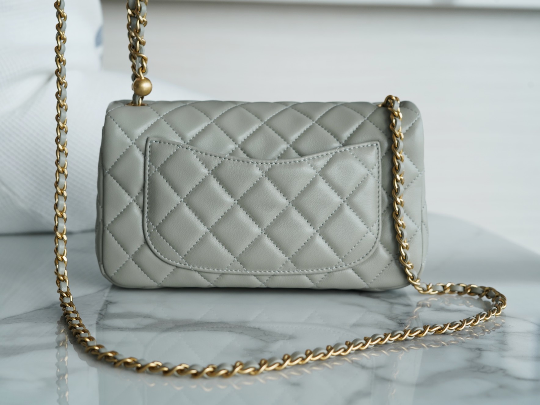 Chanel 22C Metallic Ball Large Mini, Gray Green  