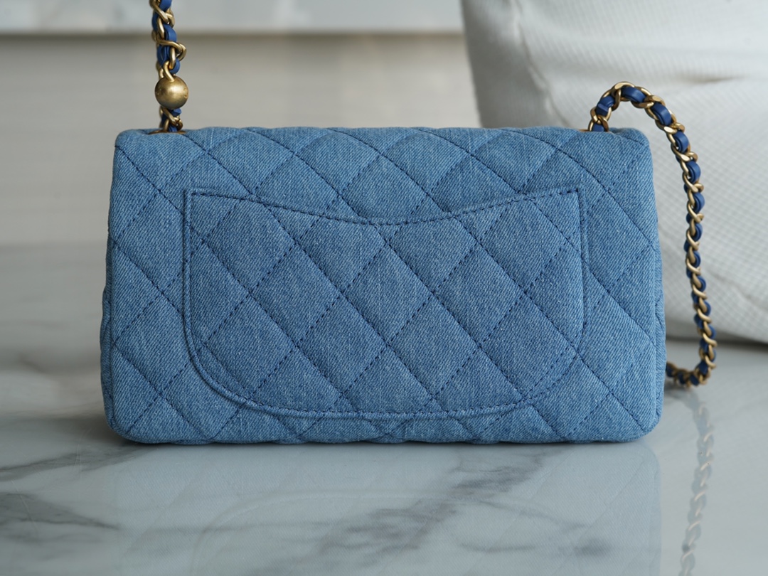 Chanel 22C Denim Metallic Ball CF Square Flap Mini, Chanel Denim Series  