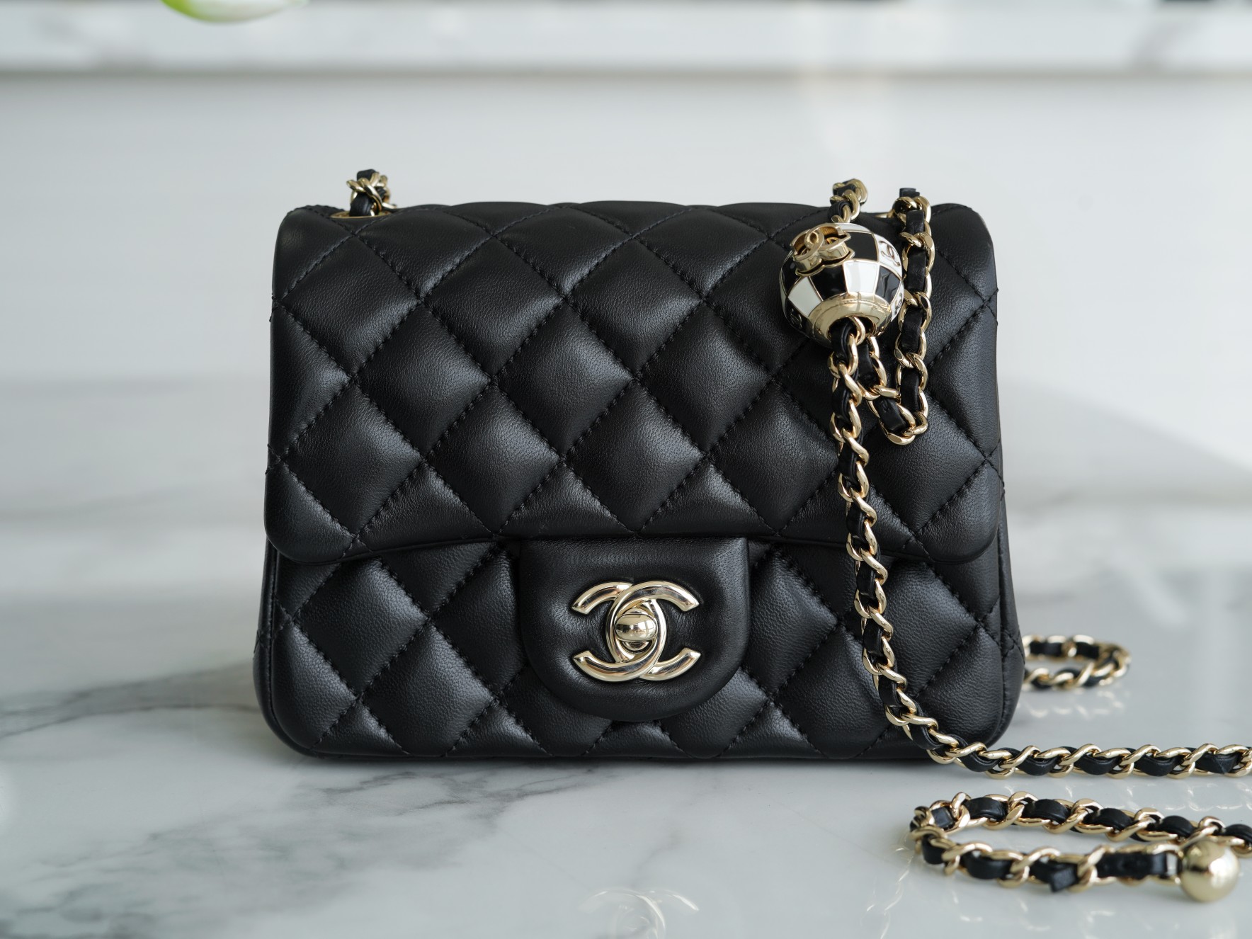 Chanel 23C Football CF Square Flap Bag, Black and White Check  