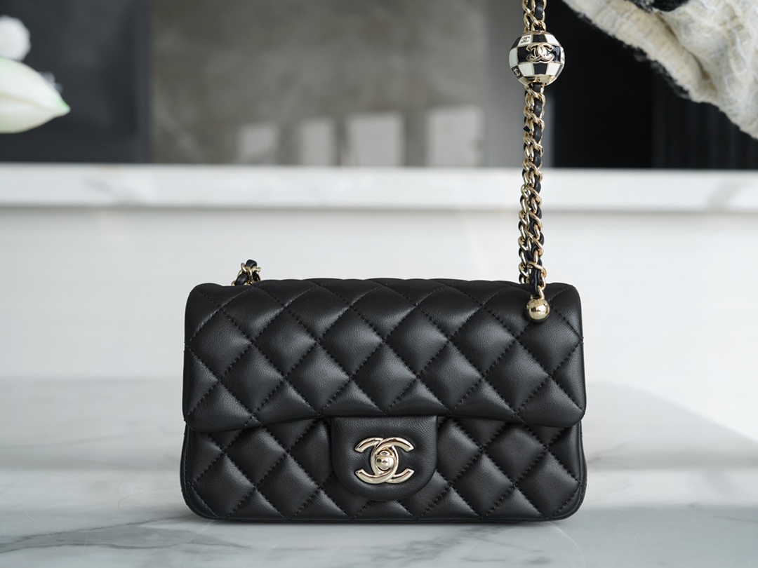 Chanel 23C Football Bag, Black and White Check  