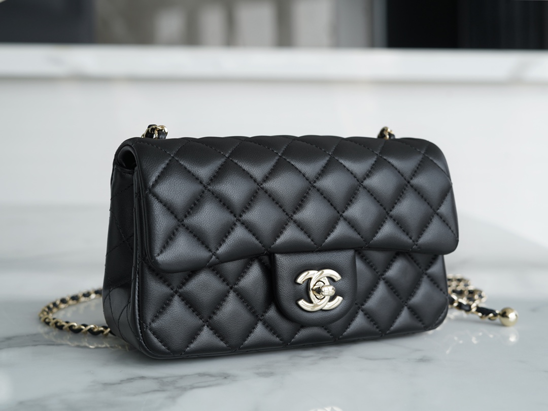 Chanel 23C Football Bag, Black and White Check  