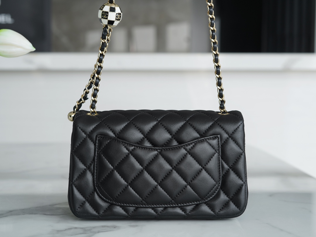 Chanel 23C Football Bag, Black and White Check  