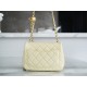 Chanel Metallic Ball CF Square Flap Bag, Small Chicken Yellow, Lambskin