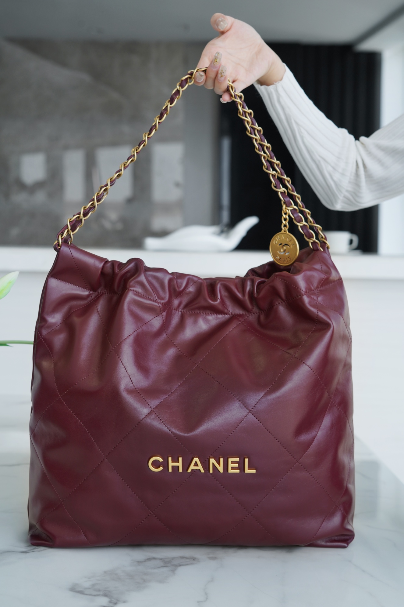 Chanel 22P Bag, Wine Red, Medium  