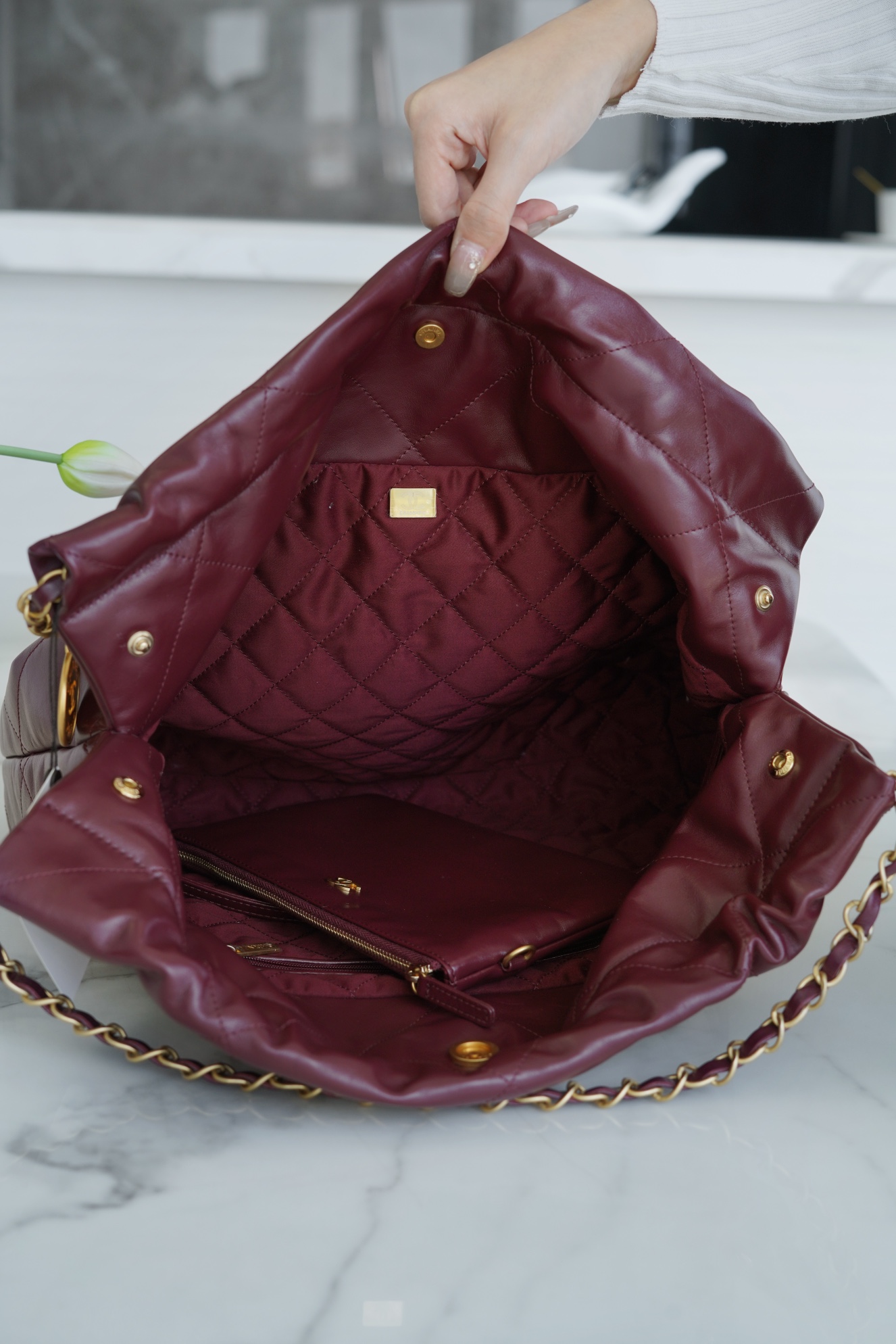 Chanel 22P Bag, Wine Red, Medium  