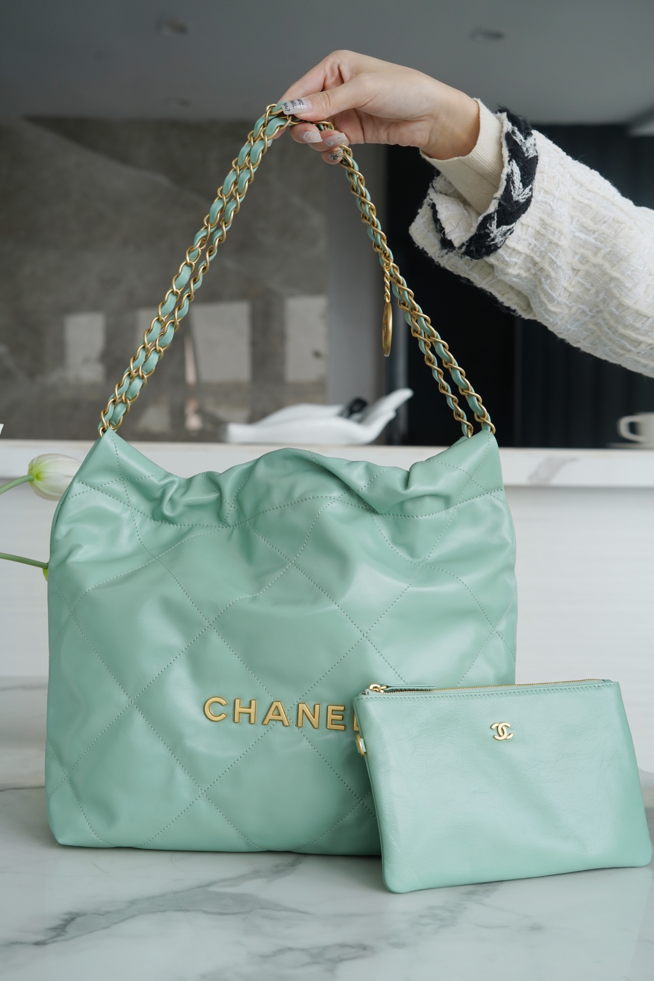 Chanel 22 Bag, Light Green, Small  