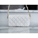 Chanel 23K Fall/Winter Series 19 Wide Strap Baguette Bag, White, Wide Strap Black Gold Crinkled Calfskin  