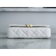 Chanel 23K Fall/Winter Series 19 Wide Strap Baguette Bag, White, Wide Strap Black Gold Crinkled Calfskin  