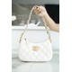 Chanel 23K 19 Hobo Bag, Small, White, Vintage Crinkled Calfskin  