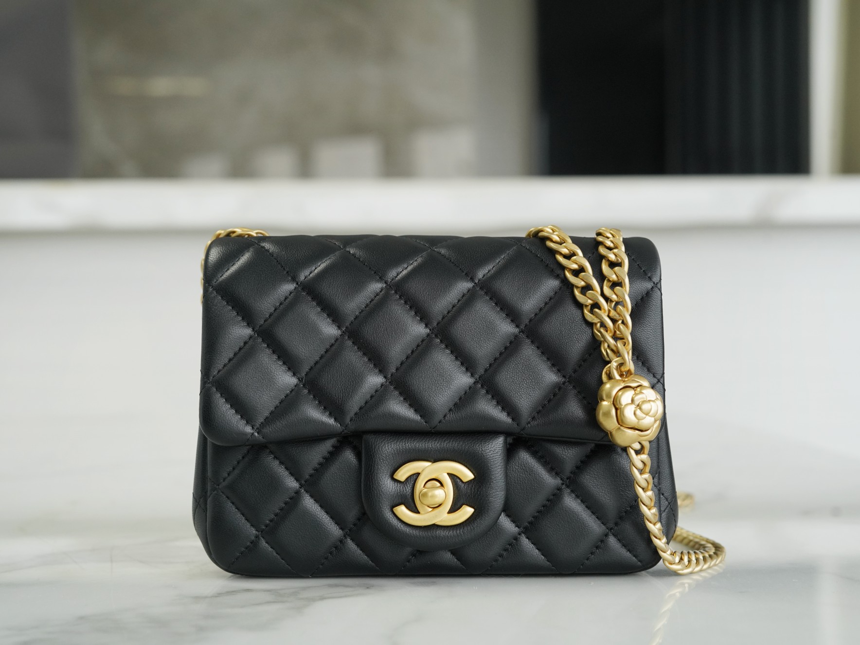 Chanel 23S Camellia Adjustable CF Square Flap Bag, Lambskin