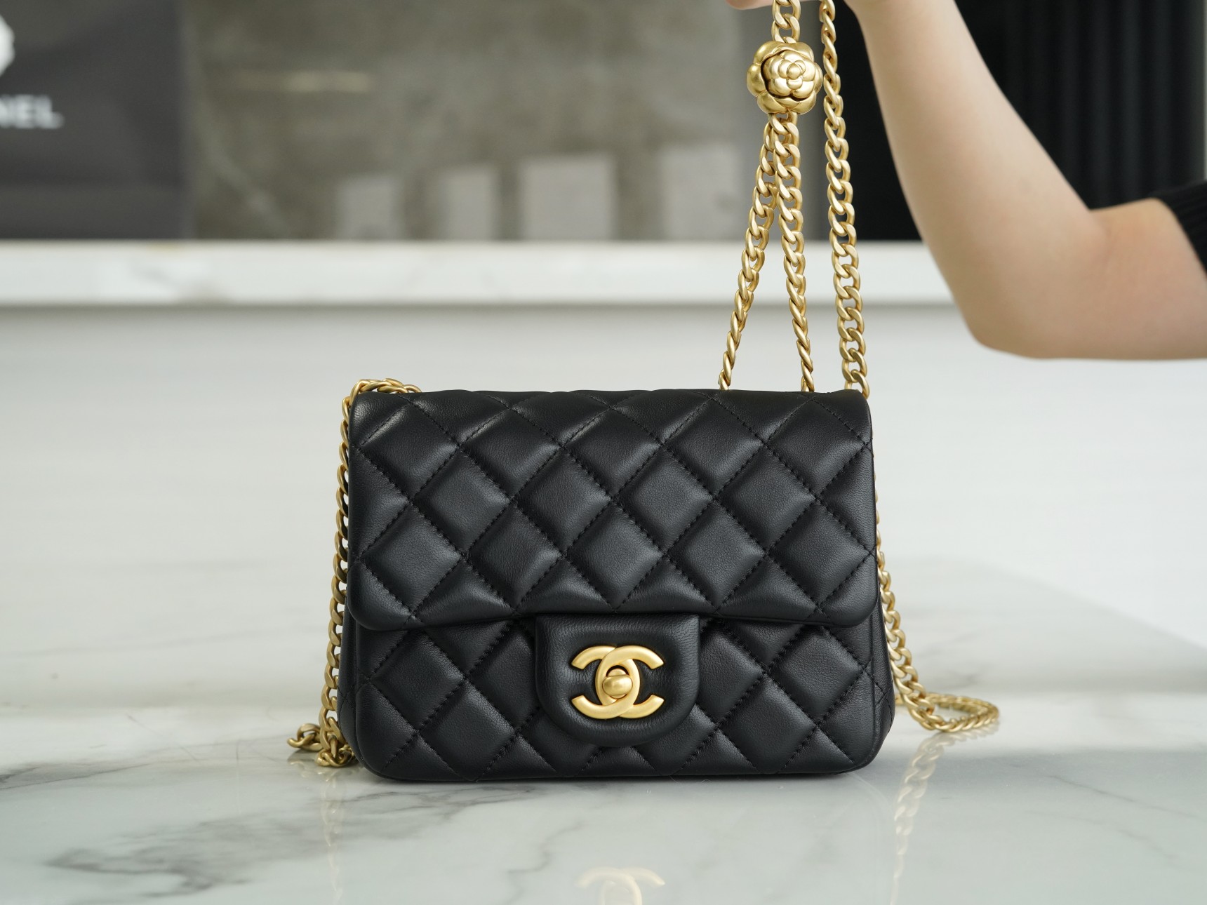 Chanel 23S Camellia Adjustable CF Square Flap Bag, Lambskin