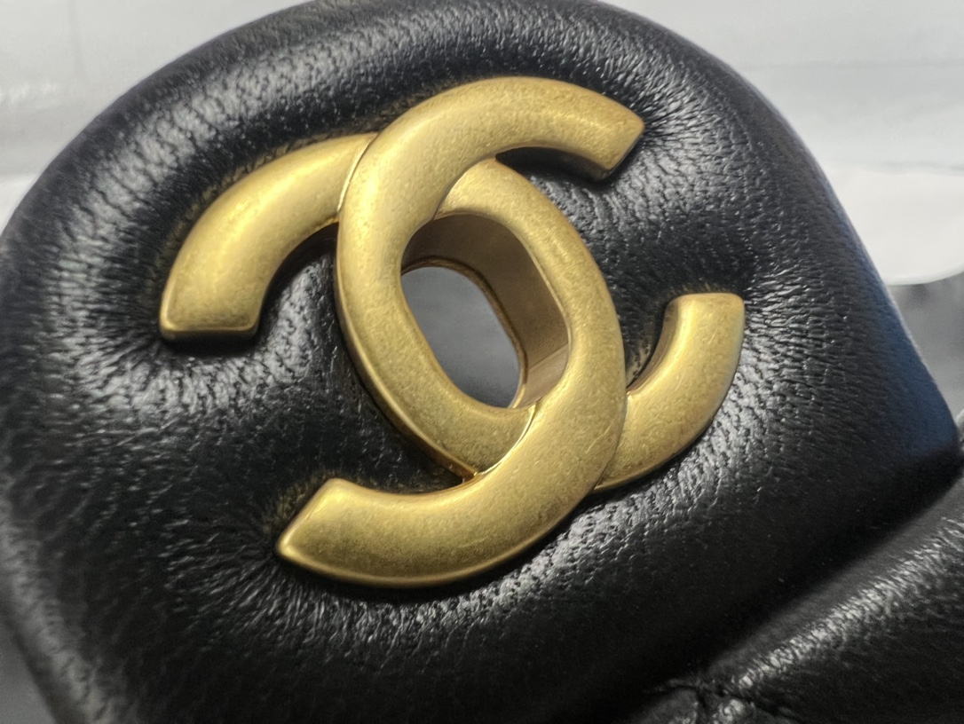 Chanel 23S Camellia Adjustable CF Large Mini, Black and Gold, Lambskin  