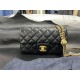 Chanel 23S Camellia Adjustable CF Large Mini, Black and Gold, Lambskin