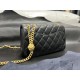 Chanel 23S Camellia Adjustable CF Large Mini, Black and Gold, Lambskin