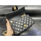 Chanel 23S Camellia Adjustable CF Large Mini, Black and Gold, Lambskin