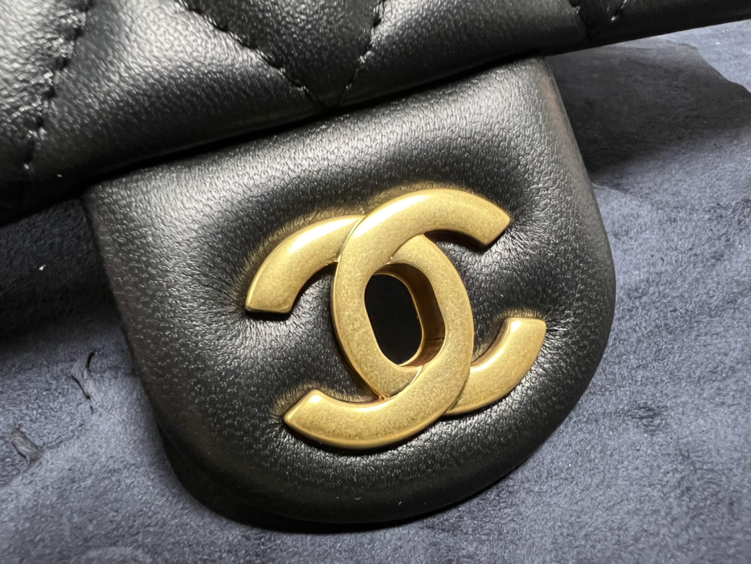 Chanel 23S Camellia Adjustable CF Large Mini, Black and Gold, Lambskin