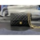 Chanel 23S Camellia Adjustable CF Small, Black and Gold, Lambskin  