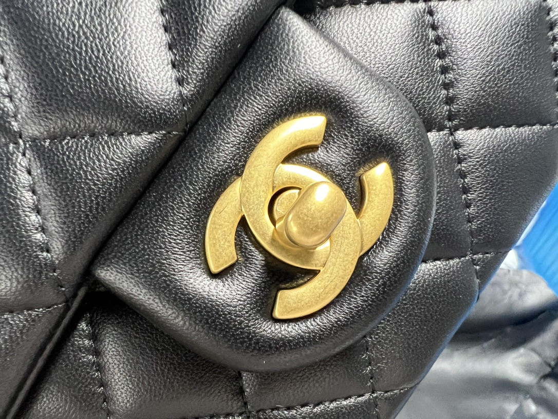 Chanel 23S Camellia Adjustable CF Small, Black and Gold, Lambskin  