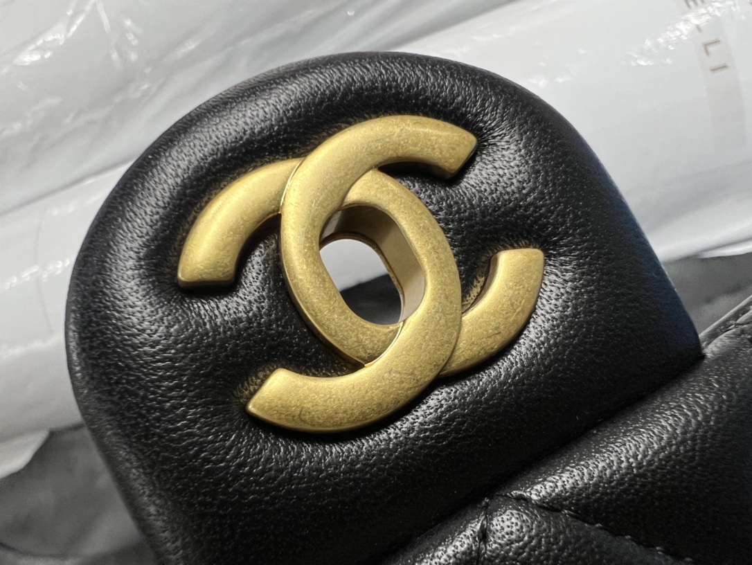 Chanel 23S Camellia Adjustable CF Small, Black and Gold, Lambskin  