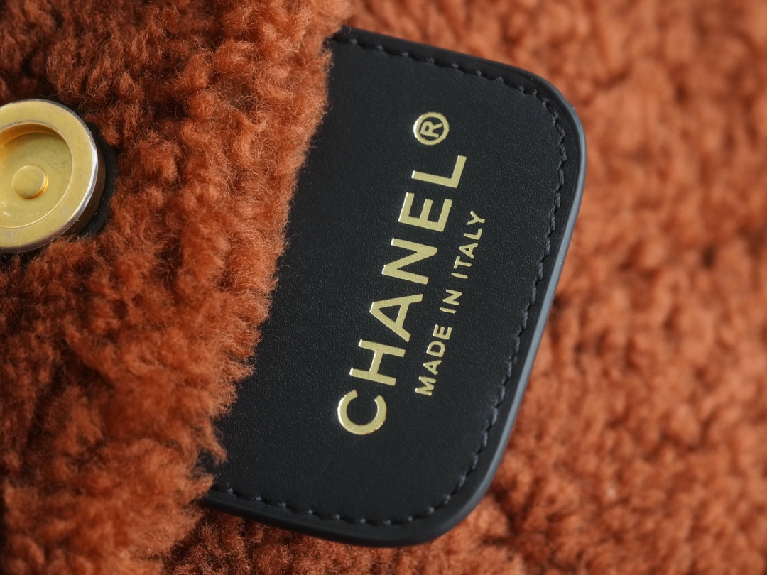 Chanel 23B Teddy Bear Style, Black Brown, 23B Fall/Winter Limited Edition, Double-Sided Sheared Suede Effect Lambskin  