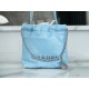 Chanel 23A 22Mini Bag, Light Blue with Silver Hardware, Calfskin  