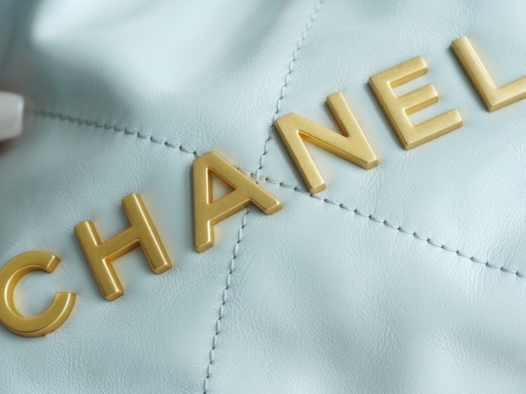 Chanel 23A 22Mini Bag, Misty Blue, Calfskin  