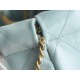 Chanel 23A 22Mini Bag, Misty Blue, Calfskin  