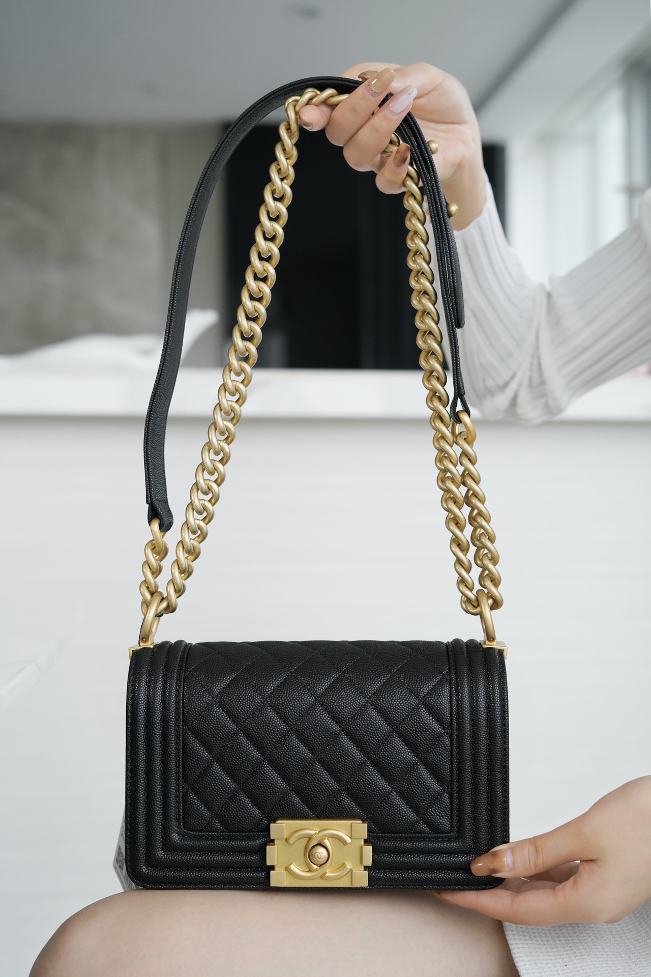 Chanel Leboy Small Quilted, Black and Gold  