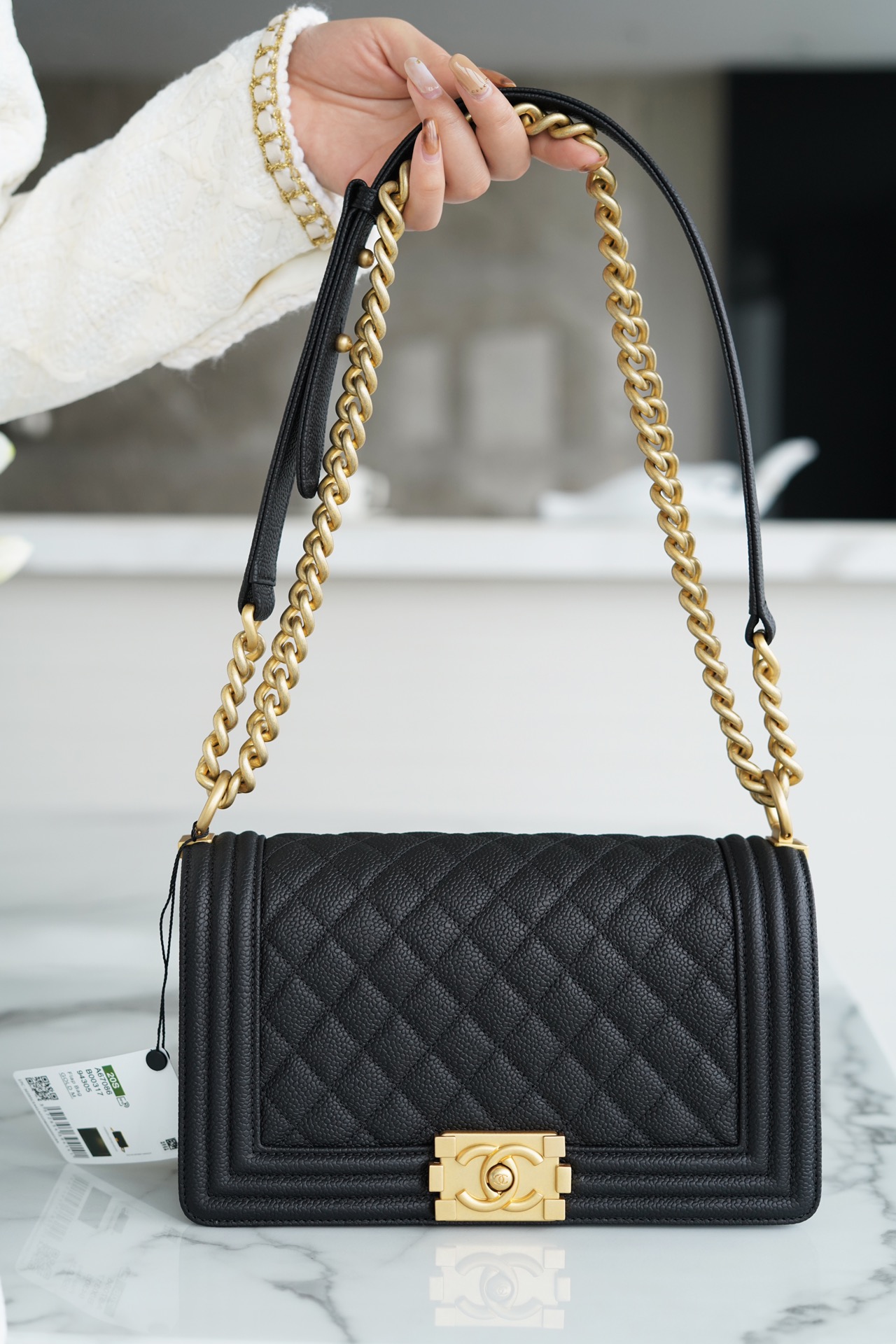 Chanel Leboy Large Quilted, Black and Gold, Medium  