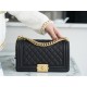 Chanel Leboy Large Quilted, Black and Gold, Medium  