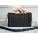 Chanel Leboy Large Quilted, Black and Gold, Medium  