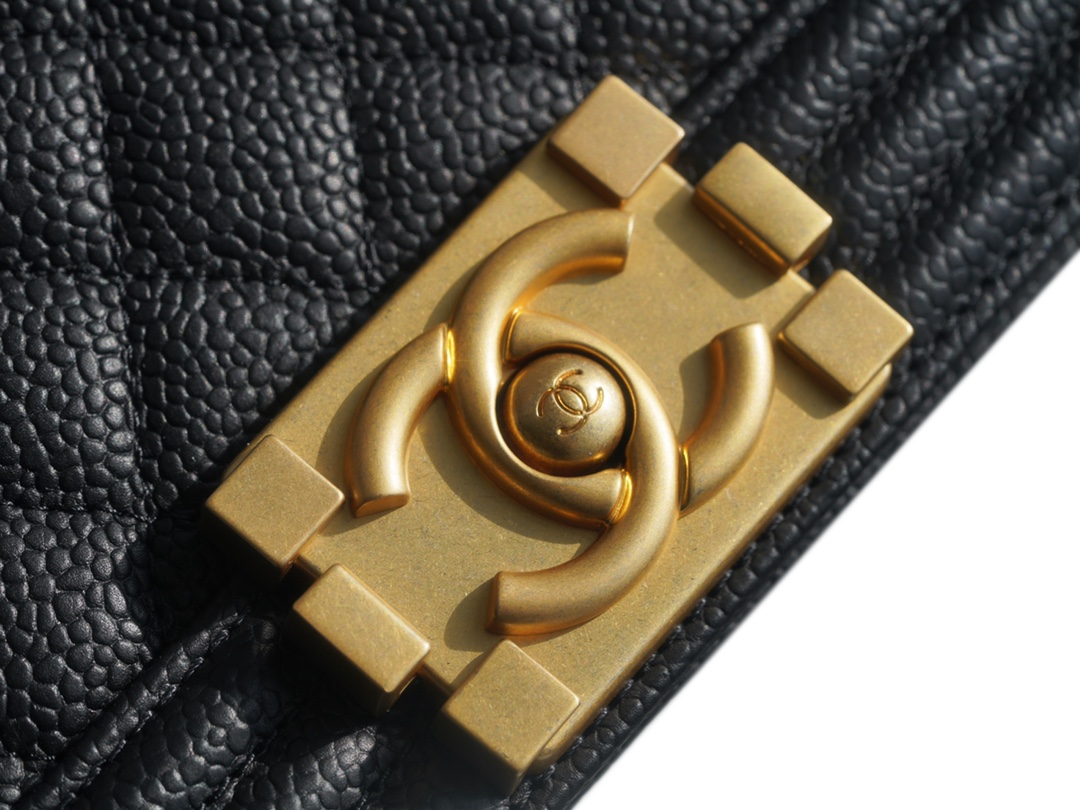 Chanel Leboy Large Quilted, Black and Gold, Medium  