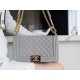 Chanel Leboy Large Quilted, Gray, Medium  