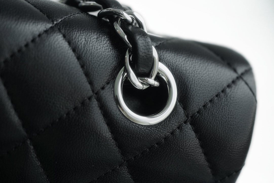 Classic Flap Bag, Black Lambskin with Silver Hardware, Small  