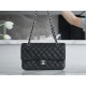 Classic Flap Bag, Medium, Black with Silver Hardware, Caviar Calfskin  