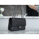 Classic Flap Bag, Medium, Black with Silver Hardware, Caviar Calfskin  