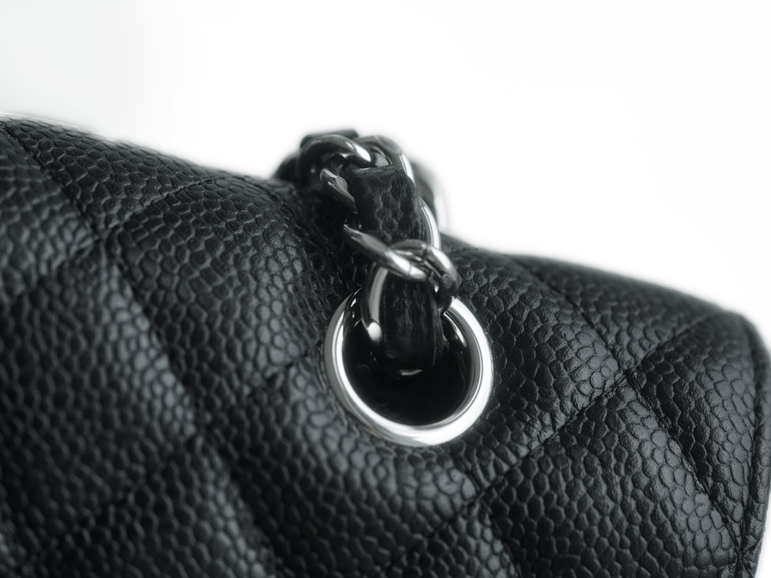 Classic Flap Bag, Medium, Black with Silver Hardware, Caviar Calfskin  