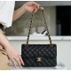 Classic Flap Bag, Black and Gold, Small, Calfskin  