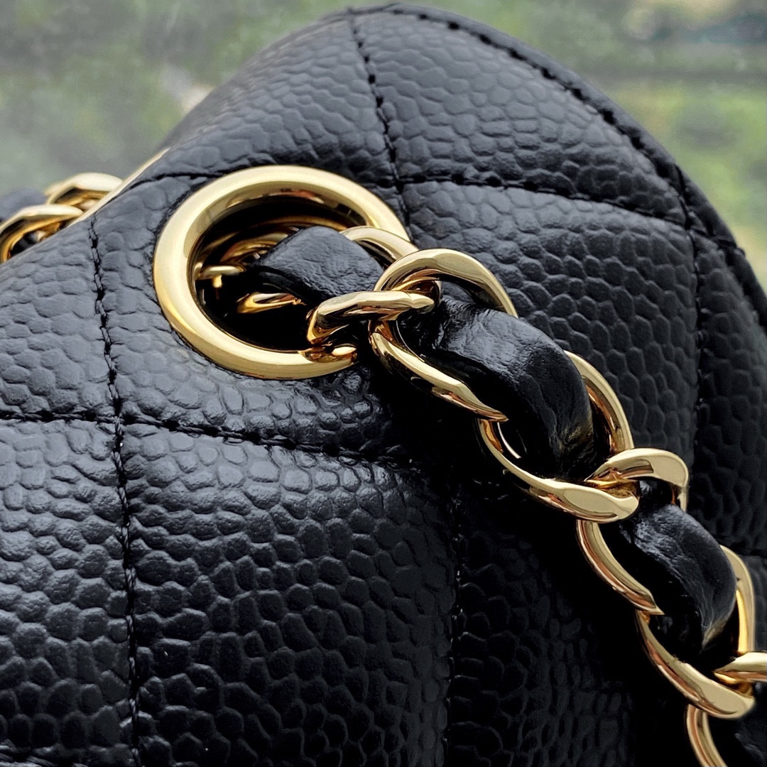 Classic Flap Bag, Black and Gold, Small, Calfskin  