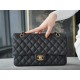 Classic Flap Bag, Black and Gold, Large Quilted, Calfskin  