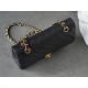 Classic Flap Bag, Black and Gold, Large Quilted, Calfskin  