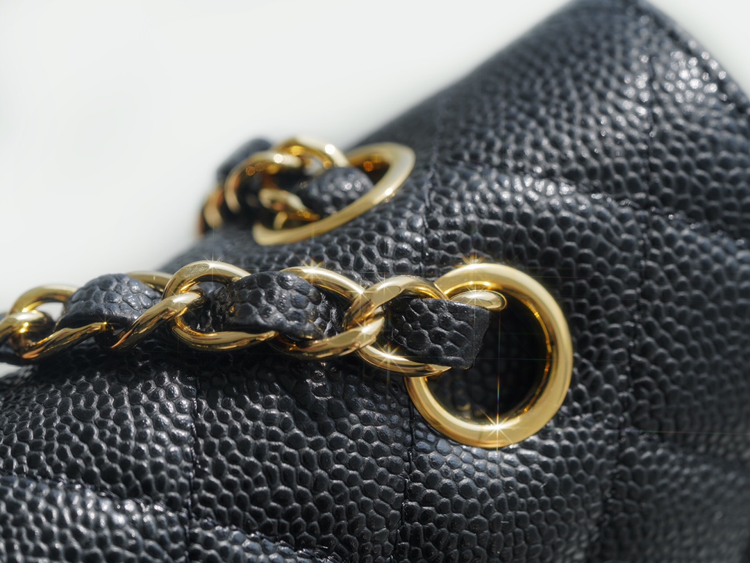 Classic Flap Bag, Black and Gold, Large Quilted, Calfskin  