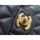 Classic Flap Bag, Large Quilted, Black and Gold, Calfskin  