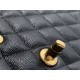 Classic Flap Bag, Large Quilted, Black and Gold, Calfskin  