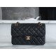 Classic Flap Bag, Black and Gold, Small, Calfskin  